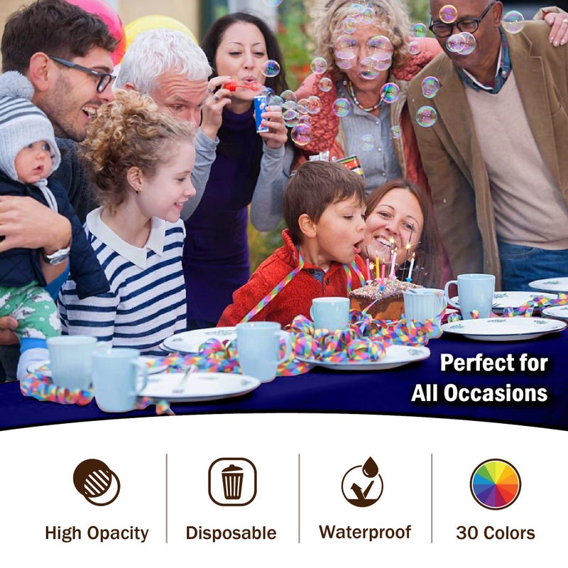 Party Solids Exquisite Party Solids 12-Pack Premium Plastic 54in. x 108in. Rectangle Table Cover - Navy Blue - Image 5